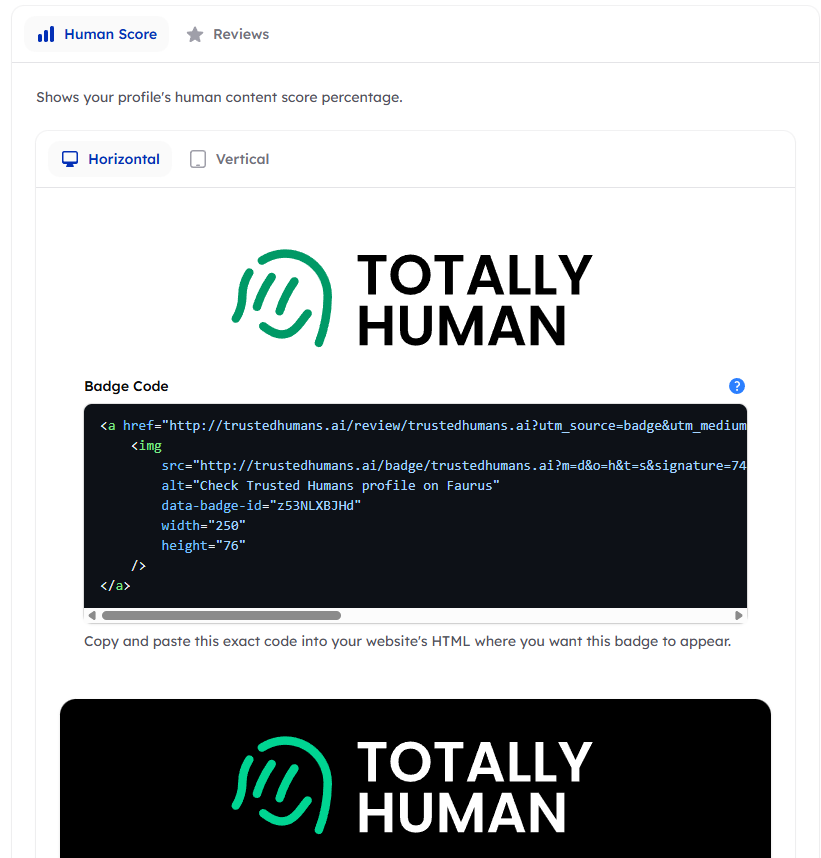 Human score badge section